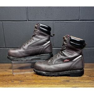 DICKIES Brown Leather Steel Toe Work Boots Men’s Sz 10